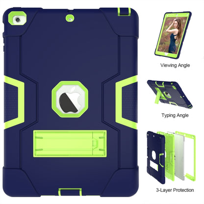For iPad Air Contrast Color Silicone + PC Combination Case with Holder(Navy Blue +Olivine) - iPad 9.7 (2018) & (2017) Cases by buy2fix | Online Shopping UK | buy2fix
