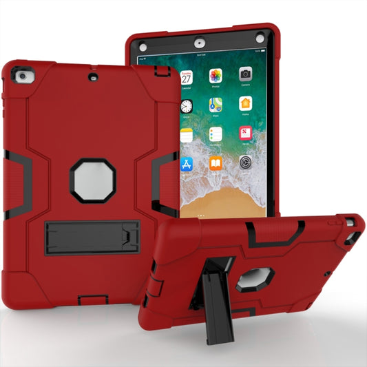 For iPad Air Contrast Color Silicone + PC Combination Case with Holder(Red + Black) - iPad 9.7 (2018) & (2017) Cases by buy2fix | Online Shopping UK | buy2fix