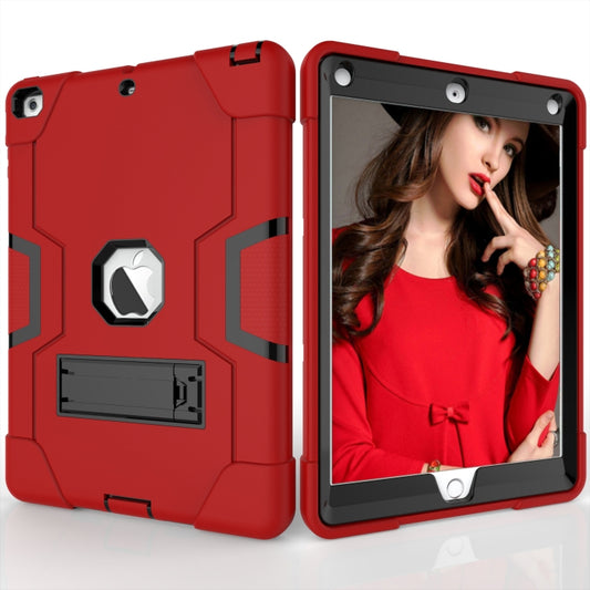 For iPad Air Contrast Color Silicone + PC Combination Case with Holder(Red + Black) - iPad 9.7 (2018) & (2017) Cases by buy2fix | Online Shopping UK | buy2fix