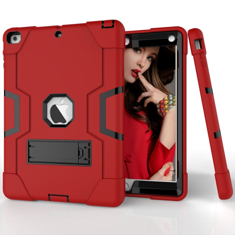 For iPad Air Contrast Color Silicone + PC Combination Case with Holder(Red + Black) - iPad 9.7 (2018) & (2017) Cases by buy2fix | Online Shopping UK | buy2fix