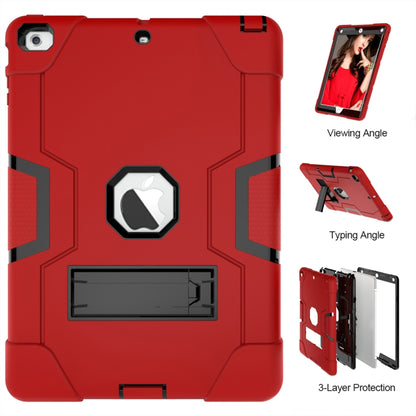 For iPad Air Contrast Color Silicone + PC Combination Case with Holder(Red + Black) - iPad 9.7 (2018) & (2017) Cases by buy2fix | Online Shopping UK | buy2fix