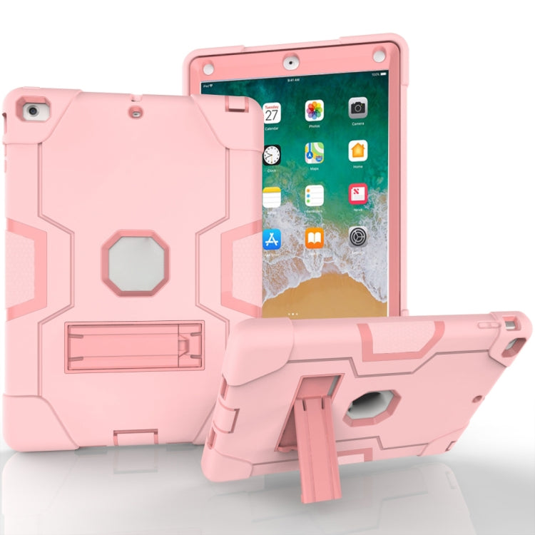 For iPad Air Contrast Color Silicone + PC Combination Case with Holder(Rose Gold) - iPad 9.7 (2018) & (2017) Cases by buy2fix | Online Shopping UK | buy2fix