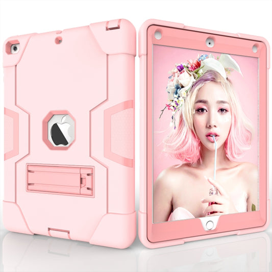 For iPad Air Contrast Color Silicone + PC Combination Case with Holder(Rose Gold) - iPad 9.7 (2018) & (2017) Cases by buy2fix | Online Shopping UK | buy2fix
