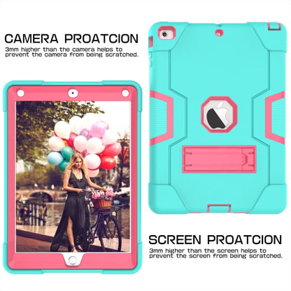 For iPad Air Contrast Color Silicone + PC Combination Case with Holder(Aqua + Rose Red) - iPad 9.7 (2018) & (2017) Cases by buy2fix | Online Shopping UK | buy2fix