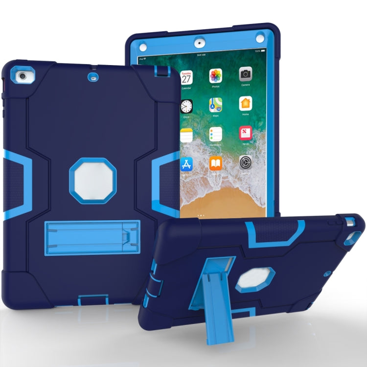 For iPad Air Contrast Color Silicone + PC Combination Case with Holder(Navy Blue + Blue) - iPad 9.7 (2018) & (2017) Cases by buy2fix | Online Shopping UK | buy2fix
