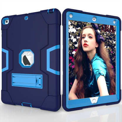 For iPad Air Contrast Color Silicone + PC Combination Case with Holder(Navy Blue + Blue) - iPad 9.7 (2018) & (2017) Cases by buy2fix | Online Shopping UK | buy2fix
