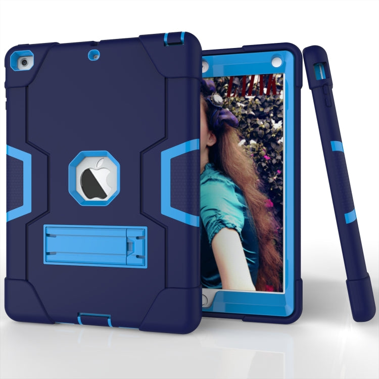 For iPad Air Contrast Color Silicone + PC Combination Case with Holder(Navy Blue + Blue) - iPad 9.7 (2018) & (2017) Cases by buy2fix | Online Shopping UK | buy2fix