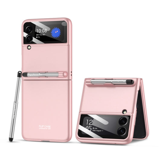 For Samsung Galaxy Z Flip3 5G GKK Integrated Ultra-thin Full Coverage Phone Flip Case with Pen(Pink) - Galaxy Phone Cases by GKK | Online Shopping UK | buy2fix