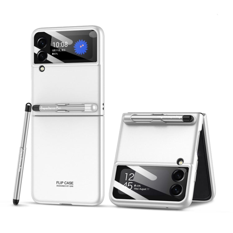 For Samsung Galaxy Z Flip3 5G GKK Integrated Ultra-thin Full Coverage Phone Flip Case with Pen(Silver) - Galaxy Phone Cases by GKK | Online Shopping UK | buy2fix