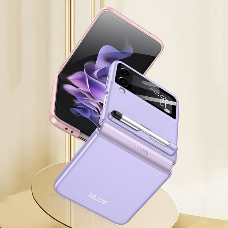 For Samsung Galaxy Z Flip3 5G GKK Integrated Ultra-thin Full Coverage Phone Flip Case with Pen(Silver) - Galaxy Phone Cases by GKK | Online Shopping UK | buy2fix