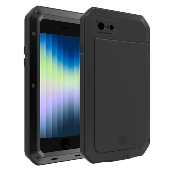 For iPhone SE 2022 / SE 2020 / 8 / 7 Triple-proof Silicone Zinc Alloy Case(Black) - iPhone SE 2022 / 2020 / 8 / 7 Cases by buy2fix | Online Shopping UK | buy2fix