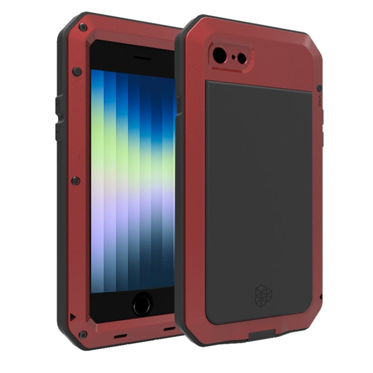 For iPhone SE 2022 / SE 2020 / 8 / 7 Triple-proof Silicone Zinc Alloy Case(Red) - iPhone SE 2022 / 2020 / 8 / 7 Cases by buy2fix | Online Shopping UK | buy2fix