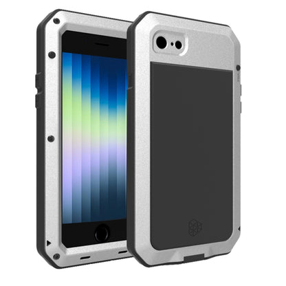For iPhone SE 2022 / SE 2020 / 8 / 7 Triple-proof Silicone Zinc Alloy Case(Silver) - iPhone SE 2022 / 2020 / 8 / 7 Cases by buy2fix | Online Shopping UK | buy2fix