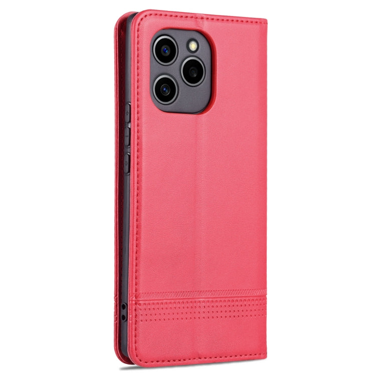 For Honor 60 SE AZNS Magnetic Calf Texture Flip Leather Phone Case(Red) - Honor Cases by AZNS | Online Shopping UK | buy2fix