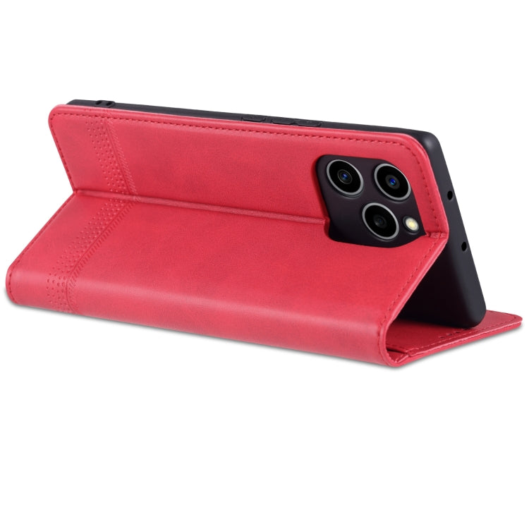 For Honor 60 SE AZNS Magnetic Calf Texture Flip Leather Phone Case(Red) - Honor Cases by AZNS | Online Shopping UK | buy2fix