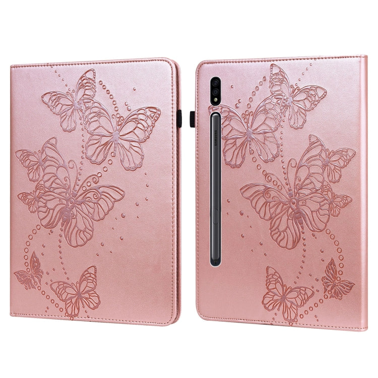 For Samsung Galaxy Tab S8 Embossed Butterfly Pattern Leather Tablet Case(Pink) by buy2fix
