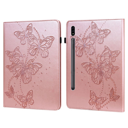 For Samsung Galaxy Tab S8 Embossed Butterfly Pattern Leather Tablet Case(Pink) by buy2fix