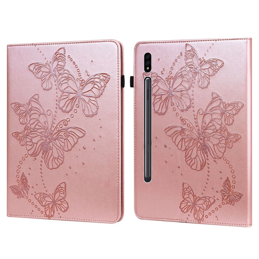 For Samsung Galaxy Tab S8 Embossed Butterfly Pattern Leather Tablet Case(Pink) by buy2fix