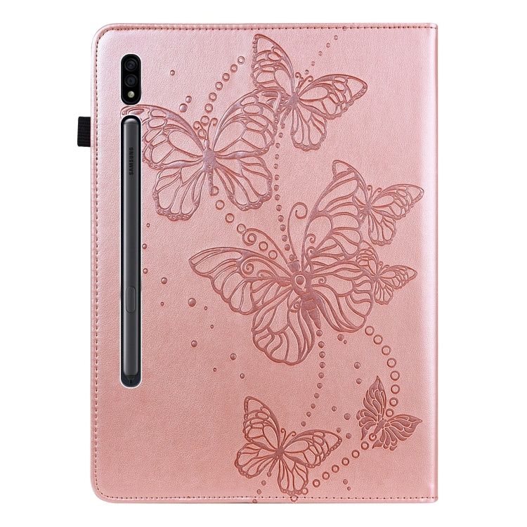 For Samsung Galaxy Tab S8 Embossed Butterfly Pattern Leather Tablet Case(Pink) by buy2fix