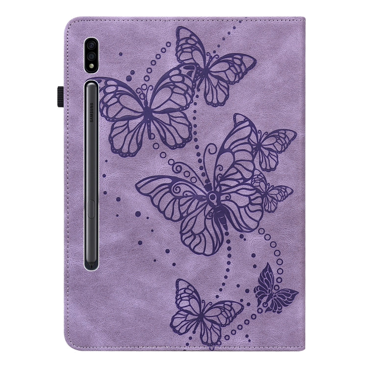 For Samsung Galaxy Tab S8 Embossed Butterfly Pattern Leather Tablet Case(Purple) by buy2fix