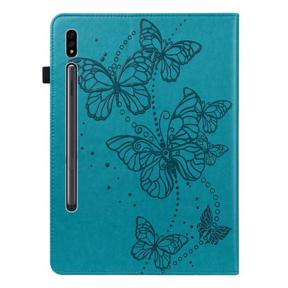 For Samsung Galaxy Tab S8 Embossed Butterfly Pattern Leather Tablet Case(Blue) by buy2fix
