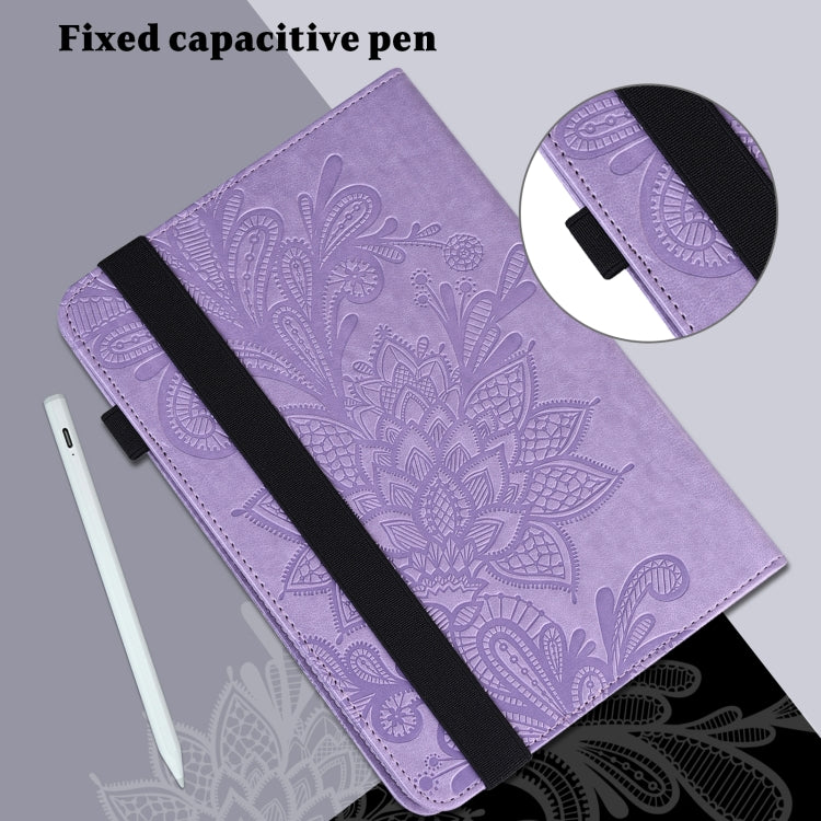 For iPad Pro 11 2022 / 2021 / Air 2020 10.9 Lace Flower Embossing Pattern Leather Tablet Case (Purple) - iPad Pro 11 (2022/2021) Cases by buy2fix | Online Shopping UK | buy2fix