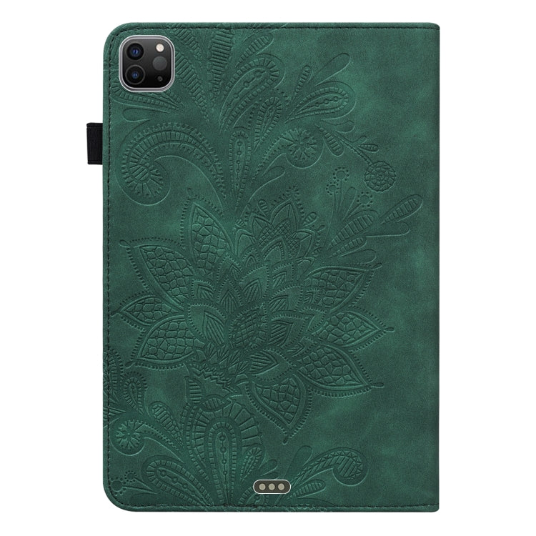For iPad Pro 11 2022 / 2021 / Air 2020 10.9 Lace Flower Embossing Pattern Leather Tablet Case (Green) - iPad Pro 11 (2022/2021) Cases by buy2fix | Online Shopping UK | buy2fix