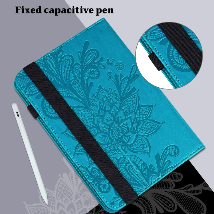 Lace Flower Embossing Pattern Leather Tablet Case For Samsung Galaxy Tab S8(Blue) by buy2fix