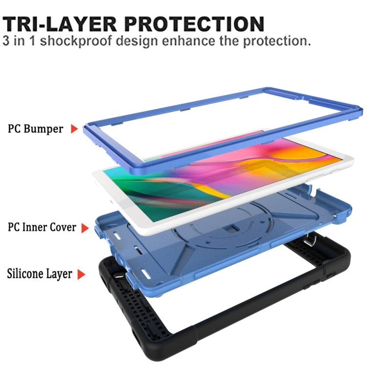 For Galaxy Tab A 10.1 (2019) T510 Contrast Color Silicone + PC Combination Case with Holder(Black + Blue) - Tab A 10.1 (2019) T510 / T515 by buy2fix | Online Shopping UK | buy2fix