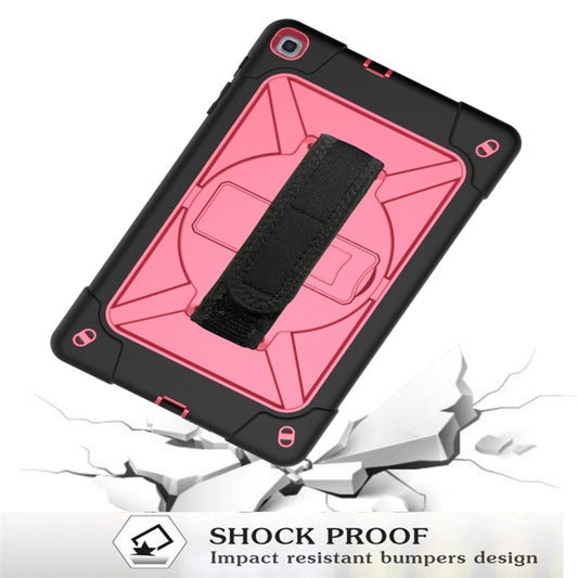 For Galaxy Tab A 10.1 (2019) T510 Contrast Color Silicone + PC Combination Case with Holder(Black + Rose Red) - Tab A 10.1 (2019) T510 / T515 by buy2fix | Online Shopping UK | buy2fix