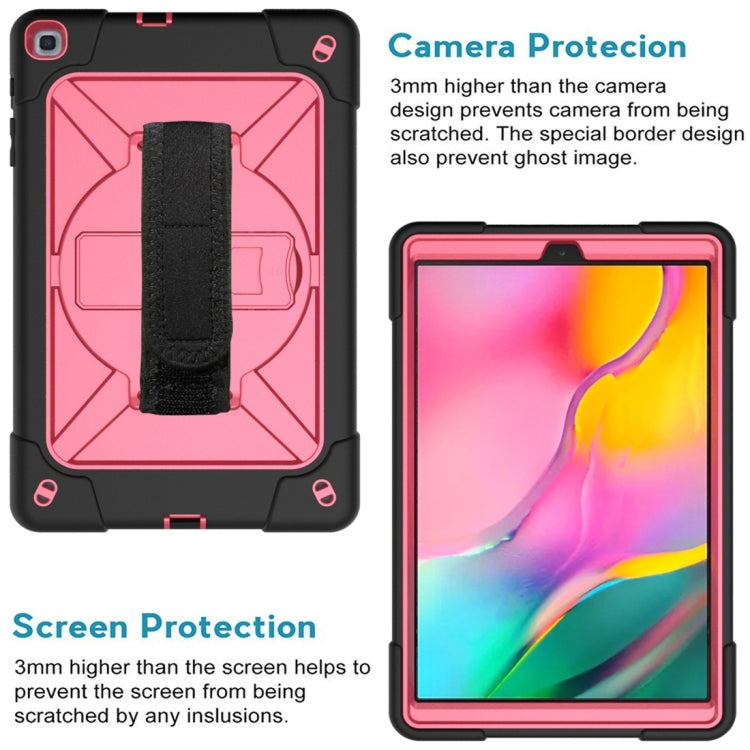 For Galaxy Tab A 10.1 (2019) T510 Contrast Color Silicone + PC Combination Case with Holder(Black + Rose Red) - Tab A 10.1 (2019) T510 / T515 by buy2fix | Online Shopping UK | buy2fix