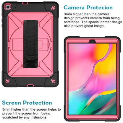 For Galaxy Tab A 10.1 (2019) T510 Contrast Color Silicone + PC Combination Case with Holder(Black + Rose Red) - Tab A 10.1 (2019) T510 / T515 by buy2fix | Online Shopping UK | buy2fix