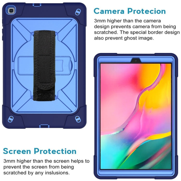 For Galaxy Tab A 10.1 (2019) T510 Contrast Color Silicone + PC Combination Case with Holder(Navy Blue + Blue) - Tab A 10.1 (2019) T510 / T515 by buy2fix | Online Shopping UK | buy2fix