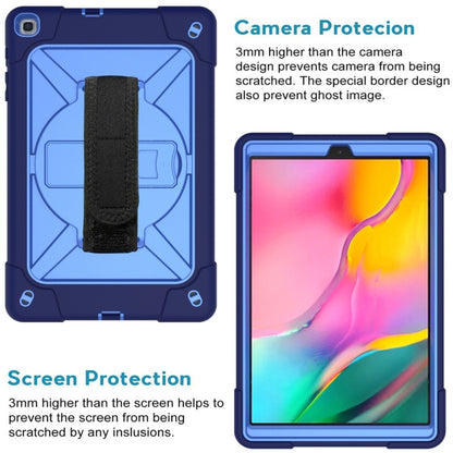 For Galaxy Tab A 10.1 (2019) T510 Contrast Color Silicone + PC Combination Case with Holder(Navy Blue + Blue) - Tab A 10.1 (2019) T510 / T515 by buy2fix | Online Shopping UK | buy2fix