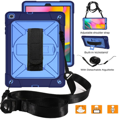 For Galaxy Tab A 10.1 (2019) T510 Contrast Color Silicone + PC Combination Case with Holder(Navy Blue + Blue) - Tab A 10.1 (2019) T510 / T515 by buy2fix | Online Shopping UK | buy2fix