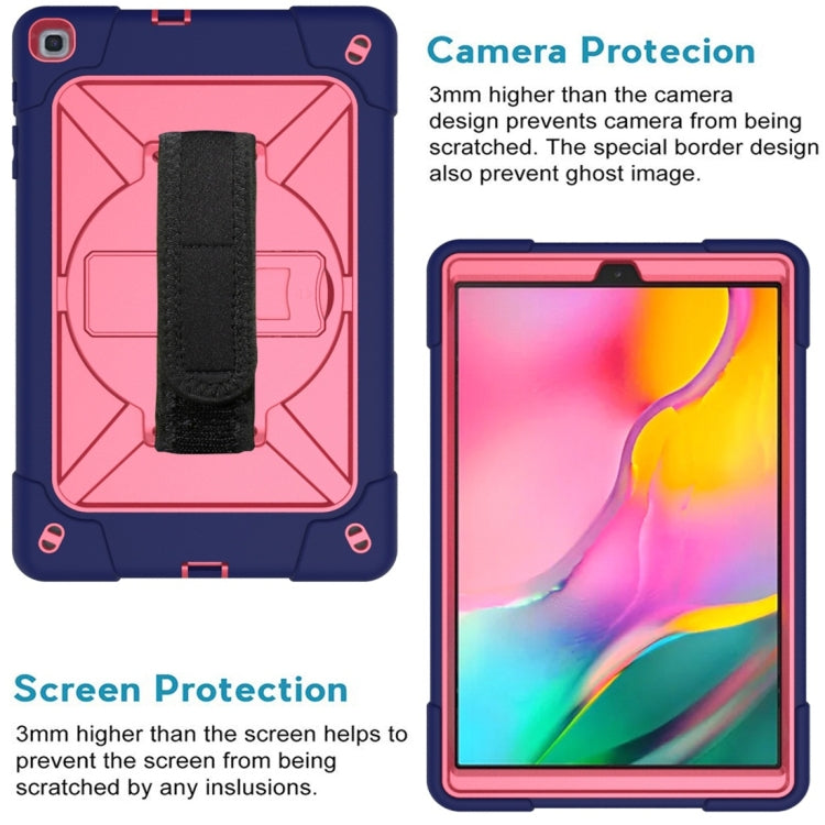 For Galaxy Tab A 10.1 (2019) T510 Contrast Color Silicone + PC Combination Case with Holder(Navy Blue + Rose Red) - Tab A 10.1 (2019) T510 / T515 by buy2fix | Online Shopping UK | buy2fix