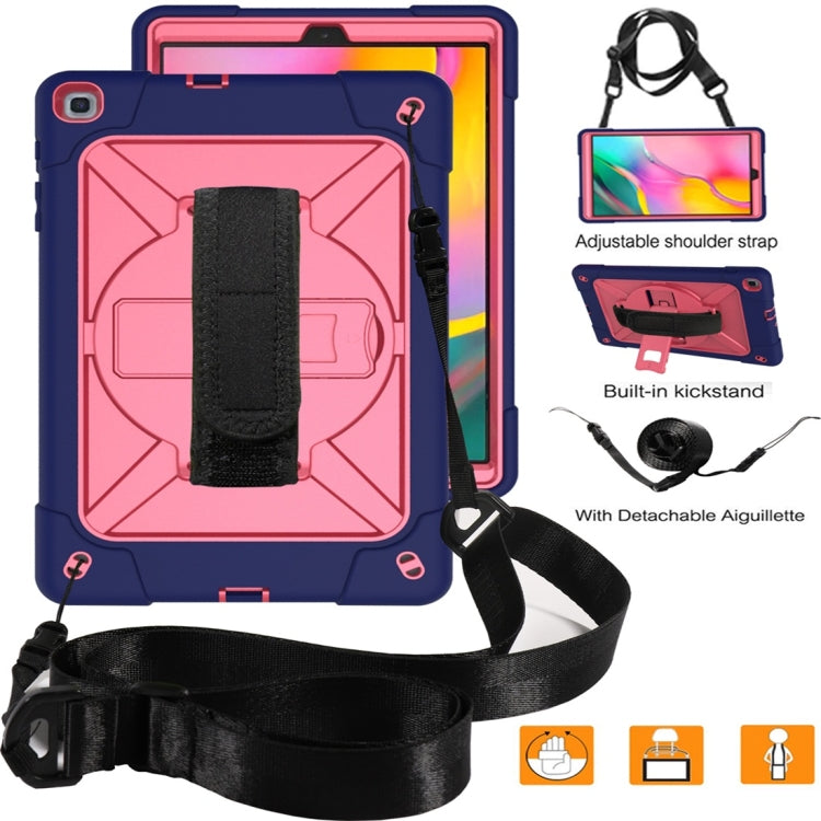 For Galaxy Tab A 10.1 (2019) T510 Contrast Color Silicone + PC Combination Case with Holder(Navy Blue + Rose Red) - Tab A 10.1 (2019) T510 / T515 by buy2fix | Online Shopping UK | buy2fix