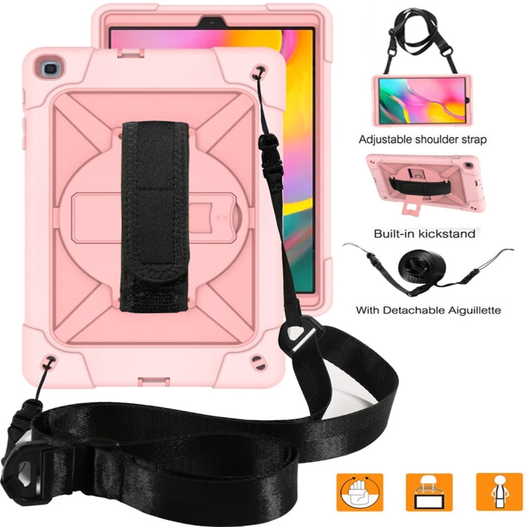 For Galaxy Tab A 10.1 (2019) T510 Contrast Color Silicone + PC Combination Case with Holder(Rose Gold) - Tab A 10.1 (2019) T510 / T515 by buy2fix | Online Shopping UK | buy2fix
