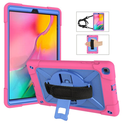 For Galaxy Tab A 10.1 (2019) T510 Contrast Color Silicone + PC Combination Case with Holder(Rose Red + Blue) - Tab A 10.1 (2019) T510 / T515 by buy2fix | Online Shopping UK | buy2fix