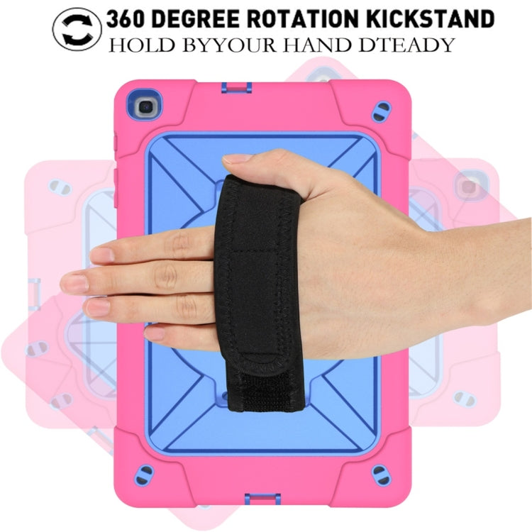 For Galaxy Tab A 10.1 (2019) T510 Contrast Color Silicone + PC Combination Case with Holder(Rose Red + Blue) - Tab A 10.1 (2019) T510 / T515 by buy2fix | Online Shopping UK | buy2fix