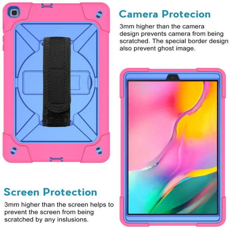 For Galaxy Tab A 10.1 (2019) T510 Contrast Color Silicone + PC Combination Case with Holder(Rose Red + Blue) - Tab A 10.1 (2019) T510 / T515 by buy2fix | Online Shopping UK | buy2fix