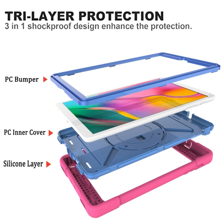 For Galaxy Tab A 10.1 (2019) T510 Contrast Color Silicone + PC Combination Case with Holder(Rose Red + Blue) - Tab A 10.1 (2019) T510 / T515 by buy2fix | Online Shopping UK | buy2fix