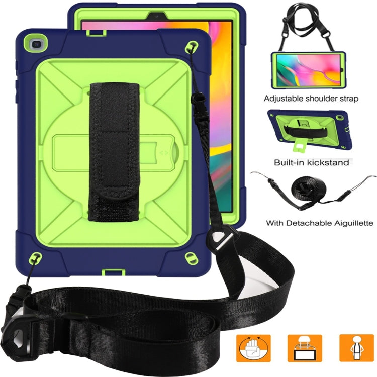 For Galaxy Tab A 10.1 (2019) T510 Contrast Color Silicone + PC Combination Case with Holder(Navy Blue + Olivine) - Tab A 8.0 & S Pen (2019) P200/P205 by buy2fix | Online Shopping UK | buy2fix
