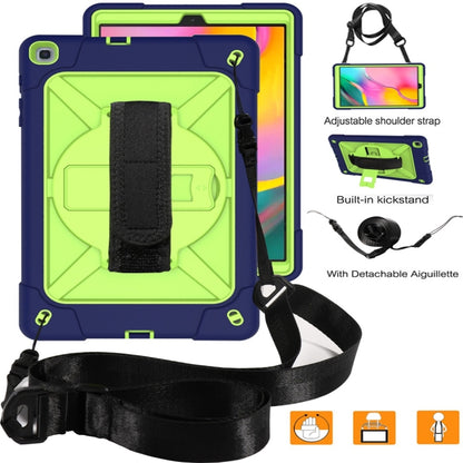 For Galaxy Tab A 10.1 (2019) T510 Contrast Color Silicone + PC Combination Case with Holder(Navy Blue + Olivine) - Tab A 8.0 & S Pen (2019) P200/P205 by buy2fix | Online Shopping UK | buy2fix