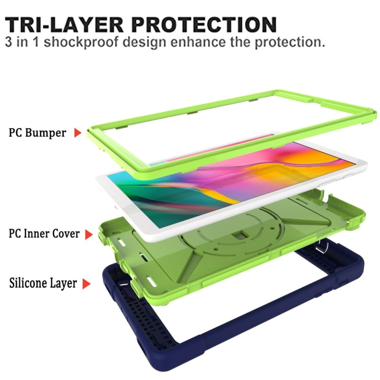 For Galaxy Tab A 10.1 (2019) T510 Contrast Color Silicone + PC Combination Case with Holder(Navy Blue + Olivine) - Tab A 8.0 & S Pen (2019) P200/P205 by buy2fix | Online Shopping UK | buy2fix