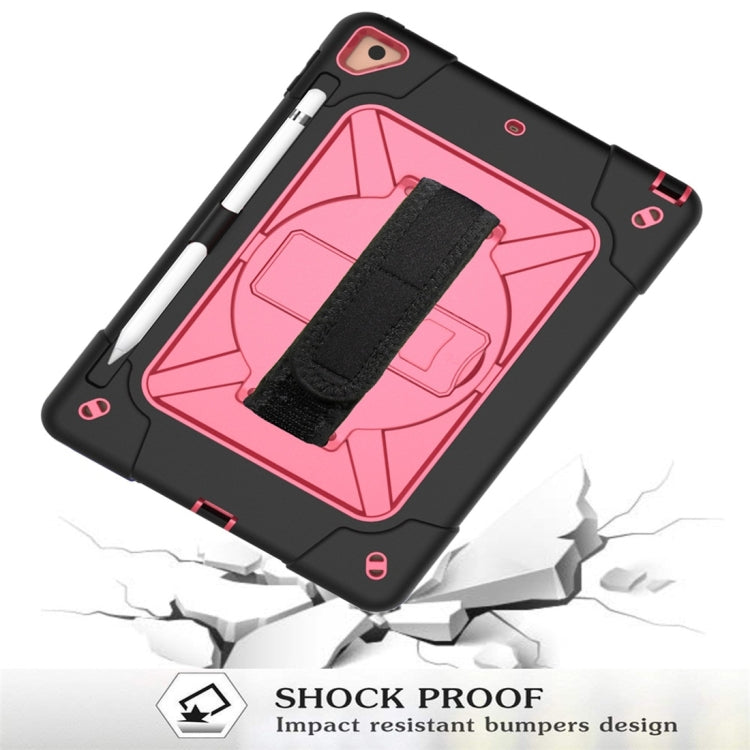 For iPad 9.7 Contrast Color Silicone + PC Combination Case with Holder(Black + Rose Red) - iPad 9.7 (2018) & (2017) Cases by buy2fix | Online Shopping UK | buy2fix