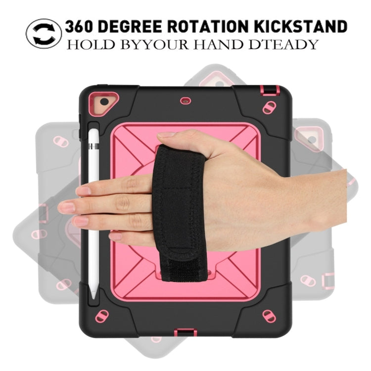 For iPad 9.7 Contrast Color Silicone + PC Combination Case with Holder(Black + Rose Red) - iPad 9.7 (2018) & (2017) Cases by buy2fix | Online Shopping UK | buy2fix