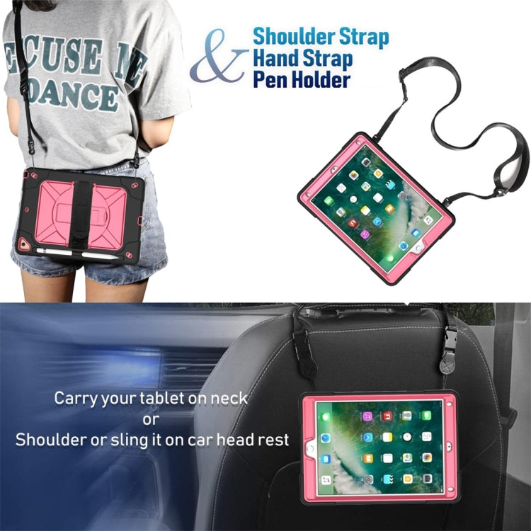 For iPad 9.7 Contrast Color Silicone + PC Combination Case with Holder(Black + Rose Red) - iPad 9.7 (2018) & (2017) Cases by buy2fix | Online Shopping UK | buy2fix