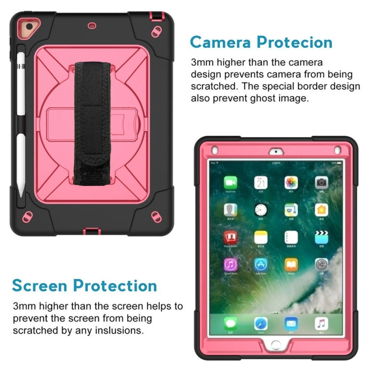 For iPad 9.7 Contrast Color Silicone + PC Combination Case with Holder(Black + Rose Red) - iPad 9.7 (2018) & (2017) Cases by buy2fix | Online Shopping UK | buy2fix