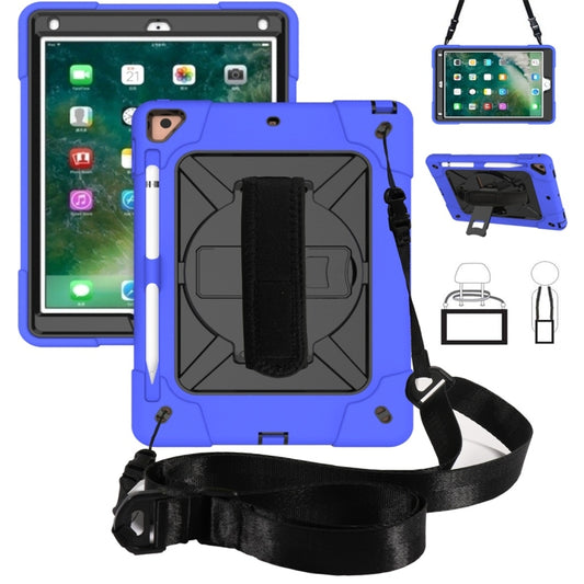 For iPad 9.7 Contrast Color Silicone + PC Combination Case with Holder(Dark Blue + Black) - iPad 9.7 (2018) & (2017) Cases by buy2fix | Online Shopping UK | buy2fix